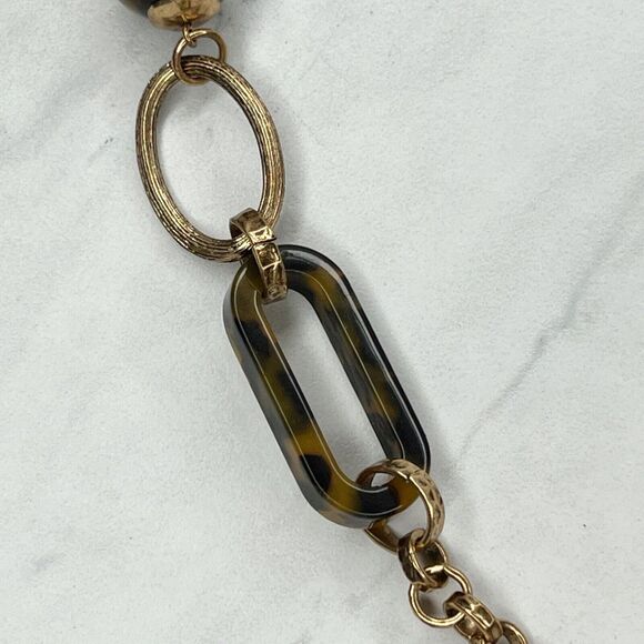 Chico's Chunky Tortoise Beaded Gold Tone Statement Necklace ✨ - Picture 7 of 9